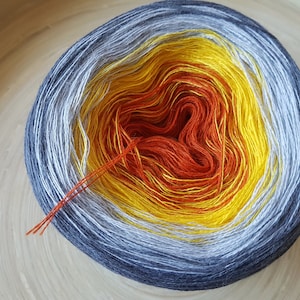 Gradient Merino Acrylic Yarn Cake: 3 Ply Ombre Color Change