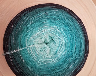 Gradient Ombre Yarn Cake: Cotton Acrylic Blend with Lurex