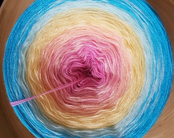 Gradient Ombre Yarn Cake: 100% Acrylic, 3 Ply