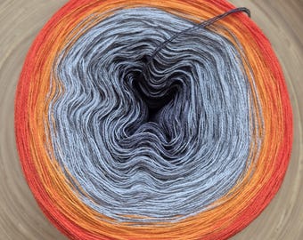 Ombre Yarn Cake: Cotton Acrylic Blend, Gradient 3ply/4ply