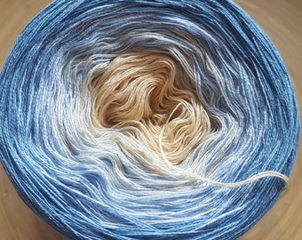 Gradient Ombre Yarn Cake: 3 Ply Cotton Acrylic Blend