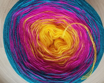 Gradient Ombre Yarn Cake: 100% Acrylic, 3 Ply