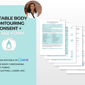 Pacote de Formulários de Consentimento para Contorno Corporal: Modelos Editáveis (Canva)