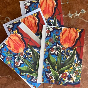 Tulipe sur table en mosaïque Vierge Salutations / Cartes de remerciement
