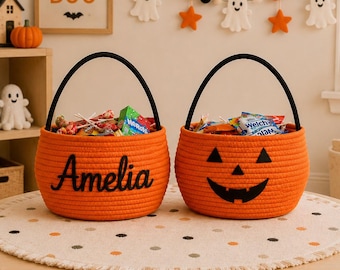 Personalized Halloween Treat Basket, Trick or Treat Bag, Halloween Candy Basket, Trick or Treat Basket, Candy Tote, Halloween Tote