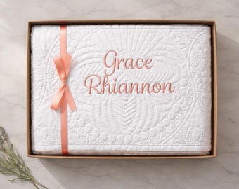 Personalized Quilted Baby Blanket – Custom Name Heirloom Keepsake