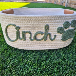 Personalisierter Korb Hund, Welpe Korb Seil Baumwollkorb Baby-Geschenk Korb Spielzeugkorb Aufbewahrungskorb Haustier Name Geschenk
