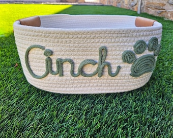 Dog personalized basket, puppy Basket Rope Cotton Basket Baby Gift Basket Toy Basket Storage Basket pet Name Gift