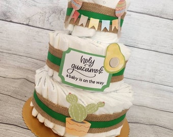 Holy guacamole diaper cake, avocado baby shower, holy guacamole baby shower centerpiece.