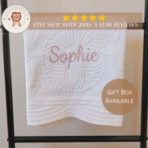 Personalized Baby Blanket with Name, Custom Embroidered Quilt, Baby Shower Gift- 100% cotton