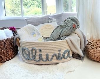 Baby gift basket Personalized Baby Gift Basket Rope Cotton Basket Baby Gift Basket Toy Basket Storage Basket Baby Name Gift baby Gift
