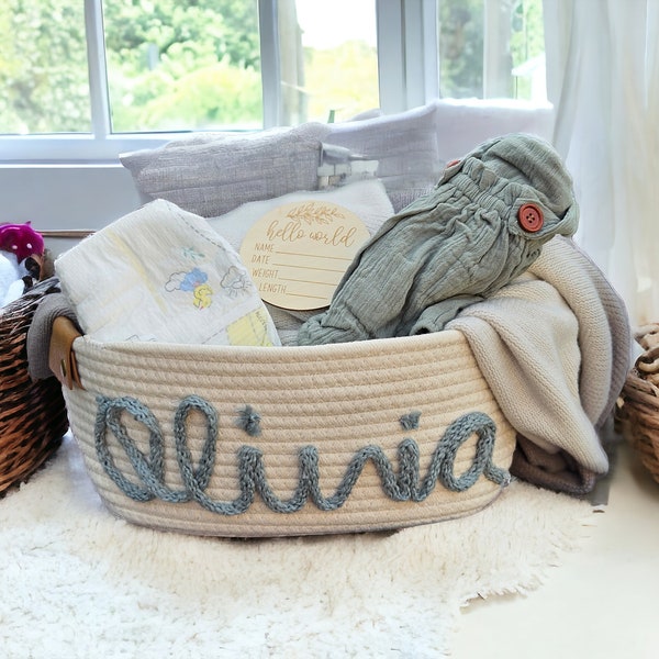 Baby gift basket Personalized Baby Gift Basket Rope Cotton Basket Baby Gift Basket Toy Basket Storage Basket Baby Name Gift baby Gift