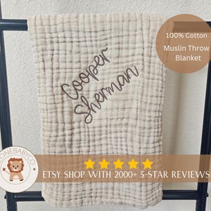 Personalized baby blanket baby shower gift embroidered baby Swaddle blanket Embroidered Baby Muslin Swaddle Custom Receiving Blanket