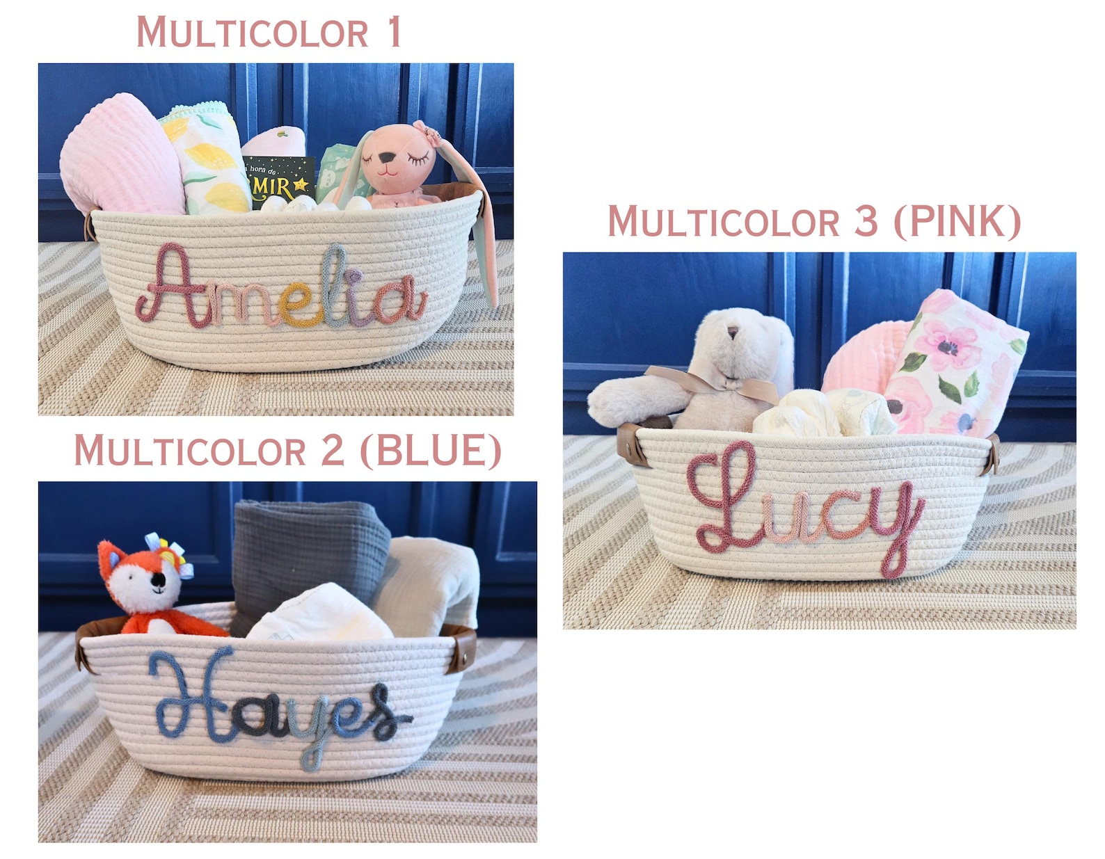 Personalized Baby Gift Basket | Baby Shower Gift | Custom Name Basket ...