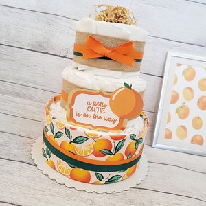 Cutie Diaper Cake, Citrus Orange Clementine Baby Shower Decoration Centerpiece, diaper cake for girl, boy diaper cake