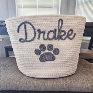 Personalisierter Korb Hund, Welpe Korb Seil Baumwollkorb Baby-Geschenk Korb Spielzeugkorb Aufbewahrungskorb Haustier Name Geschenk