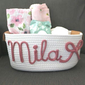 kokett babyshower Schleife Geschenkkorb, kokett Baby Geschenkkorb Seil Baumwollkorb Baby Geschenkkorb Spielzeugkorb Aufbewahrungskorb Babyname