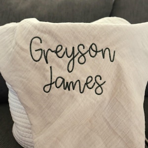 Personalized baby Swaddle blanket Embroidered Baby Muslin Swaddle Custom Receiving Blanket personalized baby gift