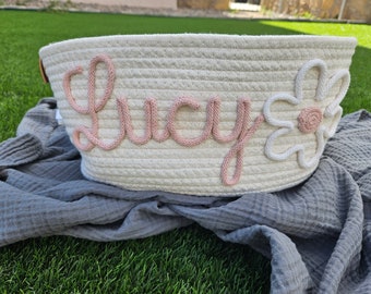 Baby shower personalized gift basket, baby Gift Basket Rope Cotton Basket Baby Gift Basket Toy Basket Storage Basket Baby Name Gift