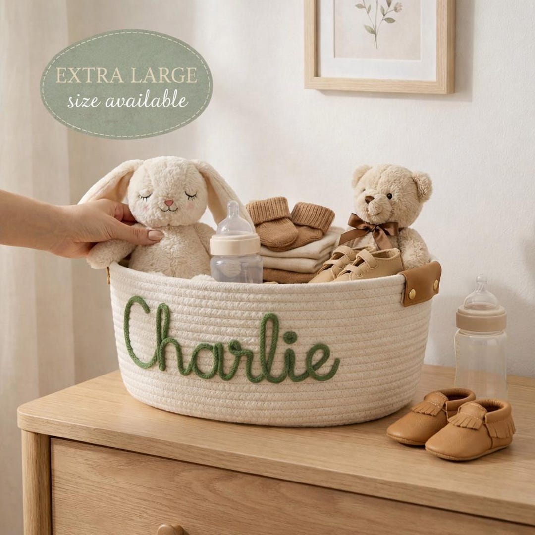 Personalized Baby Gift Basket | Baby Shower Gift | Custom Name Basket ...