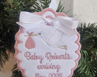 Baby Ornament Custom Embroidered Scallop Christmas gift