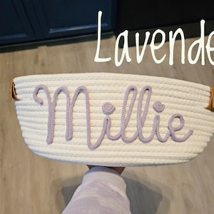 Baby shower personalized gift basket, baby Gift Basket Rope Cotton Basket Baby Gift Basket Toy Basket Storage Basket Baby Name Gift image 5