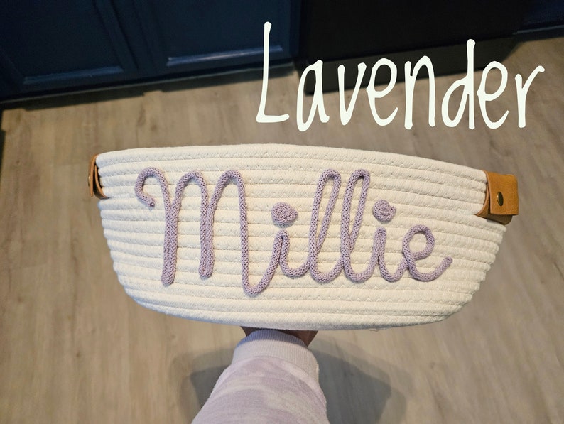 Baby shower personalized gift basket, baby Gift Basket Rope Cotton Basket Baby Gift Basket Toy Basket Storage Basket Baby Name Gift image 5