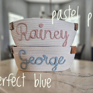 Baby shower personalized gift basket, baby Gift Basket Rope Cotton Basket Baby Gift Basket Toy Basket Storage Basket Baby Name Gift image 6