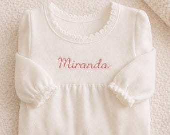 Personalized Going Home Outfit-Monogram embroidered Knit Newborn Gown-