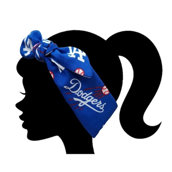 Handmade LA Ladies Headband, Five Style Options, made with Dodger officially licensed fabric, headband, LA baseball team headband