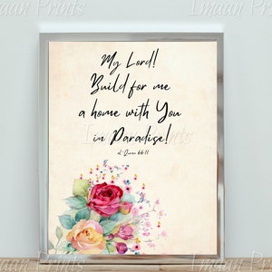 Dua of Aasiya | Build for me a house near you in Jannah Wall Art Decor for Home, Living Room,instant Download | High Quality PDF Printable