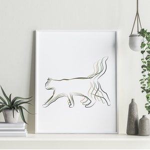 Trippy Cat, Cat Line Drawing Art, Abstract Cat, Pets Printable Wall Decor, Minimalist & Contemporary Line Art Prints, Digital Download