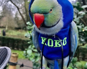 Personalised NAME Parrot/bird hoodies - BESPOKE - you decide! Babesinthehood. NOTE: D/rings are available as paid option