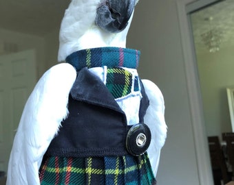 Kilted tuxedo! Birds/parrot clothing - bespoke - Babesinthehood. NOTE: D/rings are available as paid option. No names