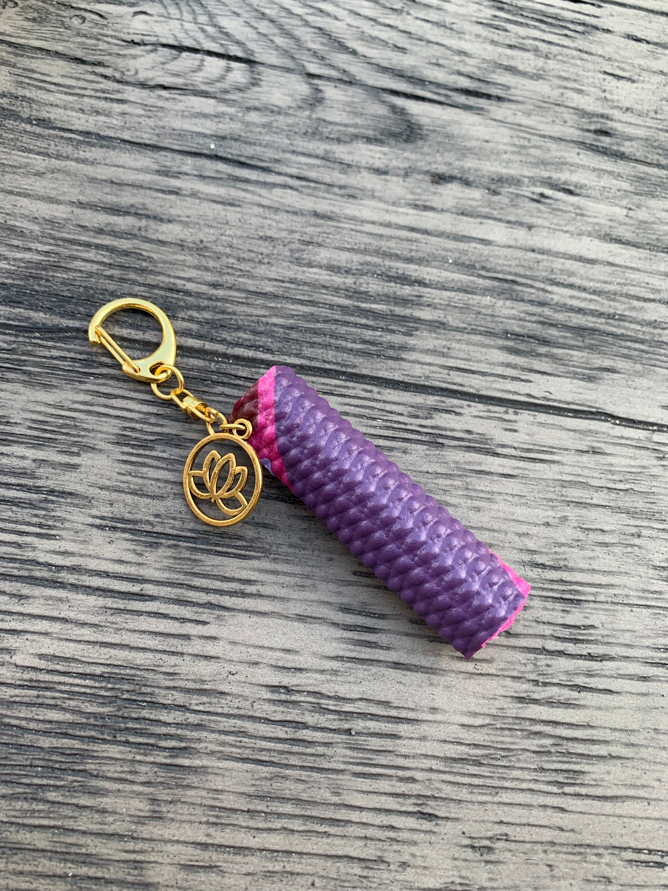 Yoga Mat Keychain Fuchsia Color, Yoga Gift, Yoga Teacher, Goodie Bag
