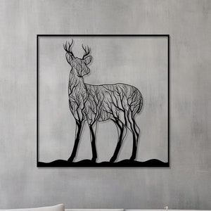 Deer wall art svg,dxf, eps, animals cut file for laser, plasma cnc metal wall deer decor, metal Deer Head Wall Art, Living Room Wall Decor