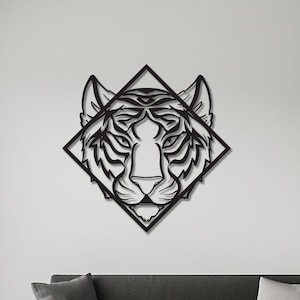 Tiger wall art svg,dxf, eps, animals cut file for laser, plasma cnc metal wall Tiger decor, metal Tiger Wall Art, Living Room Wall Decor