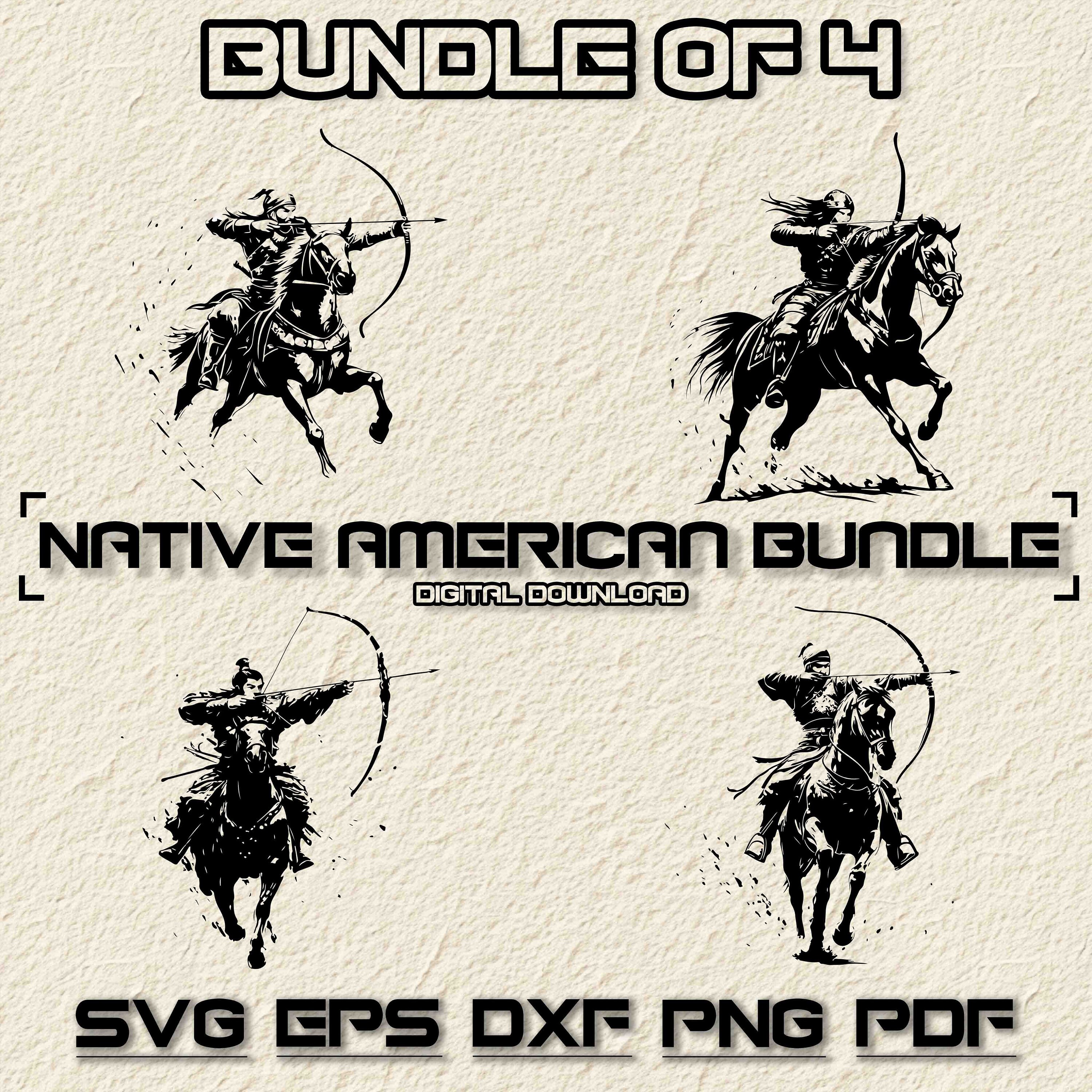 Native American Warrior SVG Bundle: Indian Chief Riding Horse (digital ...