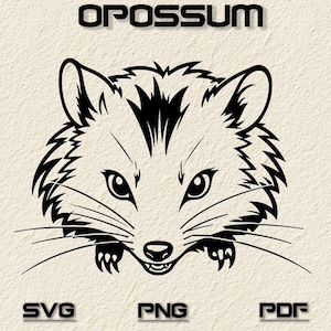 Opossum SVG, PNG, Hunt Clipart, handgetekende vectorillustratie, SVG-bestanden voor lasergravure