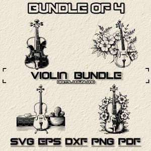 Violin SVG Bundle, PNG, Violin Clipart, Hand Drawn Violin Vector Illustration, SVG Files For Laser Engraving