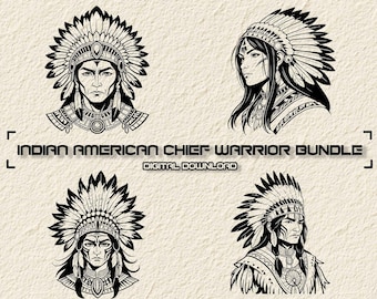 American Indian Chief Warrior SVG Bundle: Tribal Design (Digital Download)