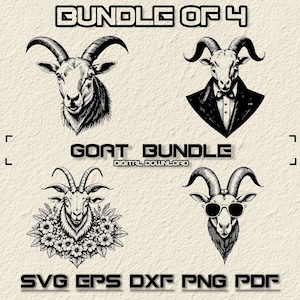 Funny Goat SVG Bundle, PNG, Goat Clipart, Hand Drawn Goats Vector Illustration SVG Files For Laser Engraving, Cool Goat Svg, Floral Goat Svg
