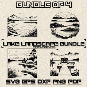 Lake Landscape Svg Bundle, Forest Landscape Svg Bundle, Lake Camp Svg, Forest Scene Svg, Log Cabin Svg, Forest Silhouette Svg, Mountain Svg