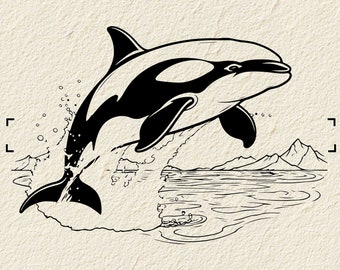 Orca SVG, archivo cortado por láser, clipart de ballena (descarga digital)