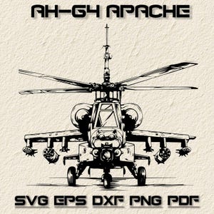 Helicóptero Apache AH-64E SVG-US Força Aérea Clipart-Vector Clip Art Gráficos Arquivos prontos para corte de imagem-Design de sinal de vinil militar-eps, ai, dxf, png