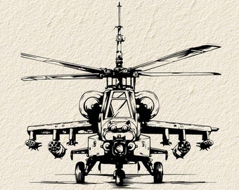Apache AH-64E Helicopter SVG-US Air Force Clipart-Vector Clip Art Graphics Image-Cut Ready Files-Military Vinyl Sign Design-eps, ai, dxf,png