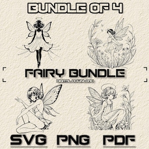 Fairy SVG Bundle: Hand Drawn Clipart for Laser Engraving (Digital Download)