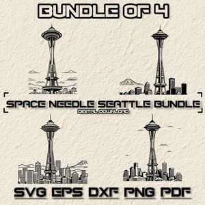 Space Needle Nadel, Dreieck, Sweatshirt, Aussichtsturm, Wahrzeichen, Slyline, Graustufen Brennen, Bild geschnitten, Cricut, Untersetzer, Schwarz Weiß SVG PNG JPG Schwarz Weiß