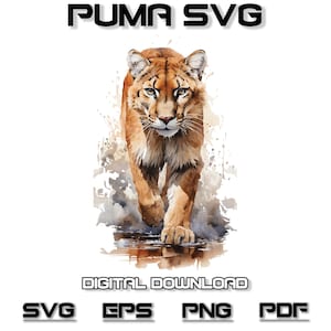 Puma SVG Sublimation Design Puma Lover Instant Digital Download Cute Animal Clipart Watercolor Puma PNG For shirt mug etc Printable