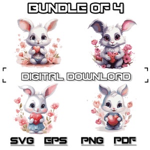 Cute Baby Bunny SVG Clipart, Baby Bunny PNG, Illustrazione del coniglietto, Arte per bambini, Arte della parete per bambini, Decorazione della scuola materna, Baby Shower Clipart Coniglio carino